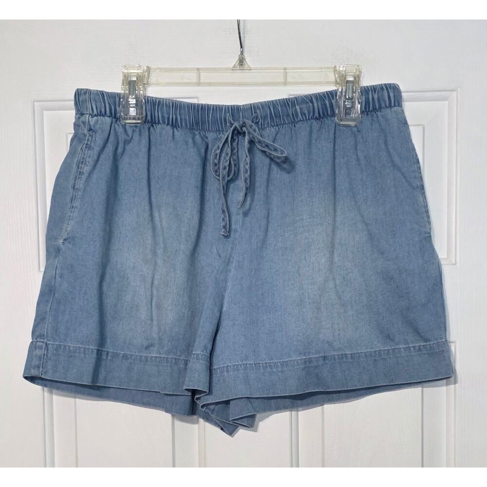 Cloth‎ & Stone Cotton Denim Drawstring Elastic Waist Shorts Size Large
